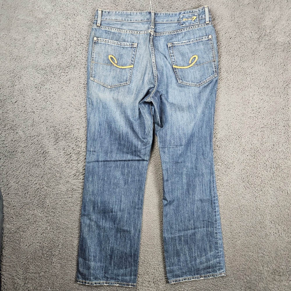 Seven7 Premium Mens Blue Medium Wash Straight Leg Jeans Size 36x32 - Picture 9 of 10